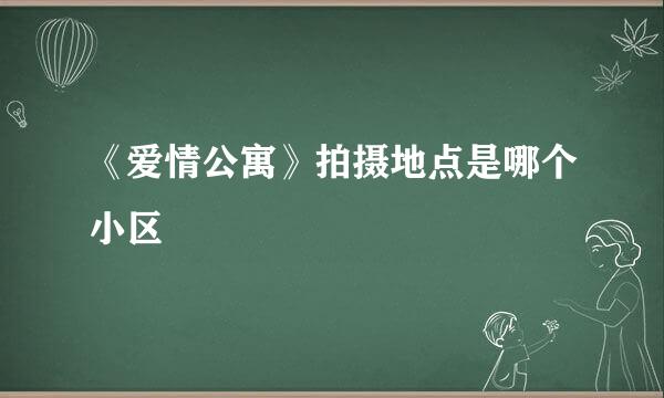 《爱情公寓》拍摄地点是哪个小区