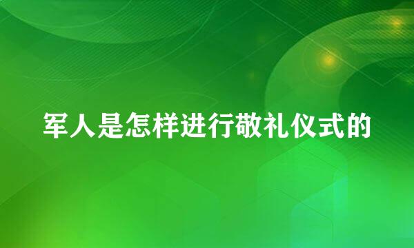 军人是怎样进行敬礼仪式的