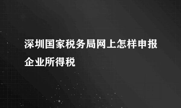 深圳国家税务局网上怎样申报企业所得税