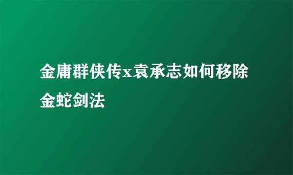 金庸群侠传x袁承志如何移除金蛇剑法