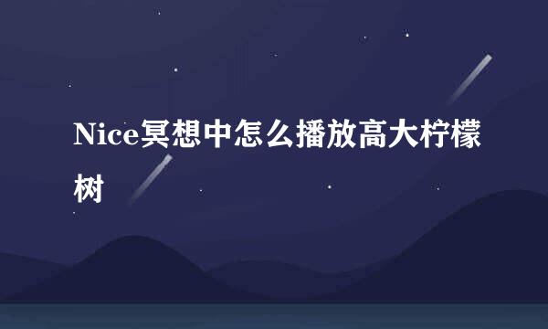 Nice冥想中怎么播放高大柠檬树