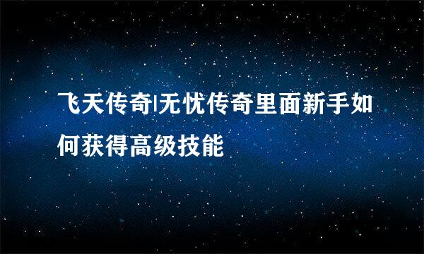 飞天传奇|无忧传奇里面新手如何获得高级技能