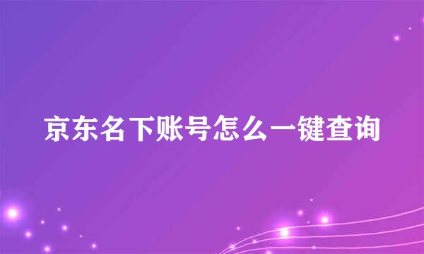 京东名下账号怎么一键查询