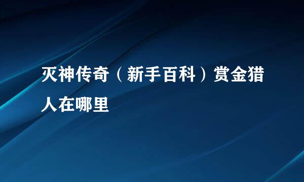 灭神传奇（新手百科）赏金猎人在哪里