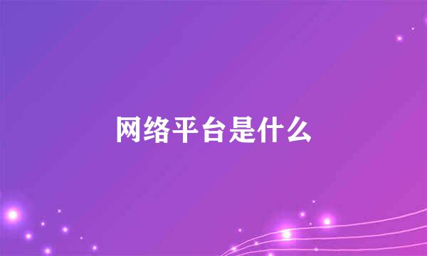 网络平台是什么