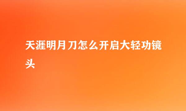 天涯明月刀怎么开启大轻功镜头