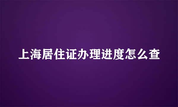 上海居住证办理进度怎么查