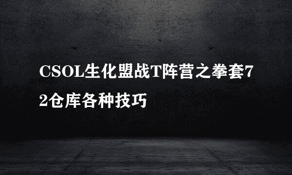 CSOL生化盟战T阵营之拳套72仓库各种技巧