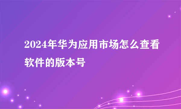 2024年华为应用市场怎么查看软件的版本号