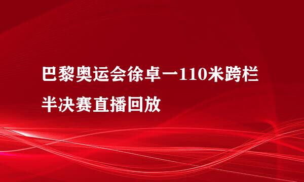 巴黎奥运会徐卓一110米跨栏半决赛直播回放