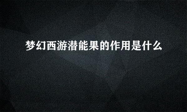 梦幻西游潜能果的作用是什么