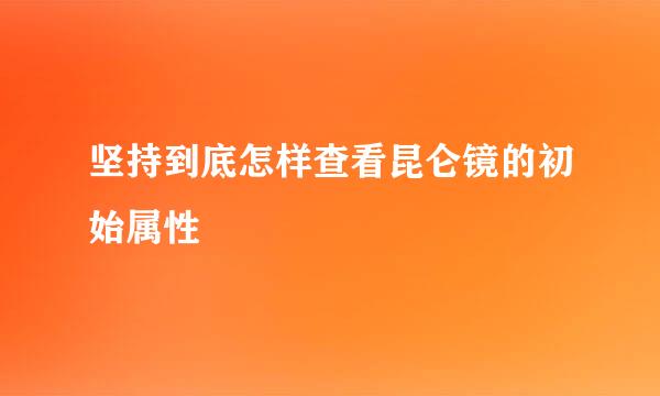 坚持到底怎样查看昆仑镜的初始属性