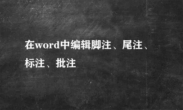 在word中编辑脚注、尾注、标注、批注