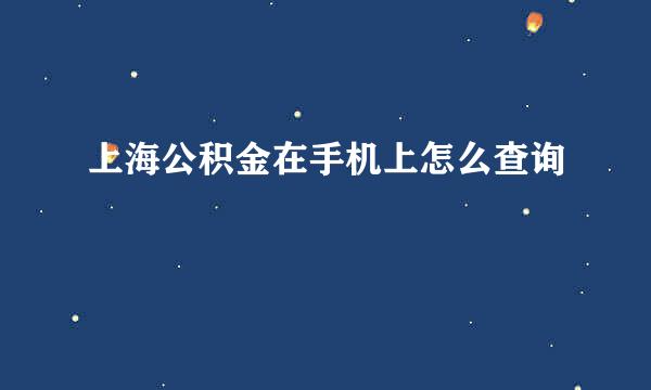 上海公积金在手机上怎么查询