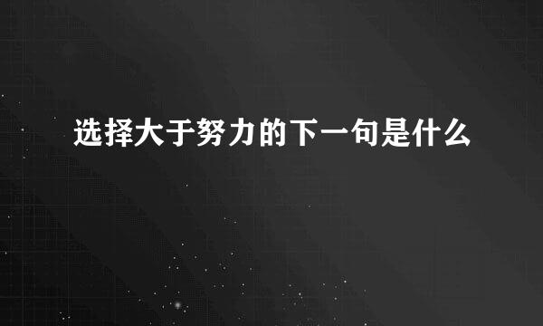 选择大于努力的下一句是什么