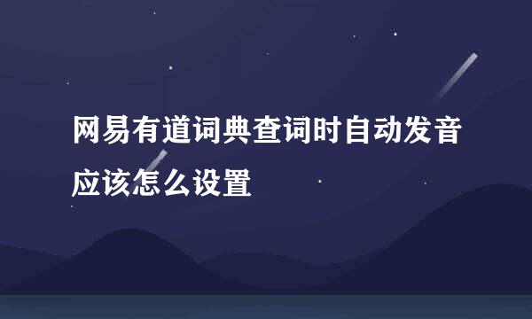 网易有道词典查词时自动发音应该怎么设置