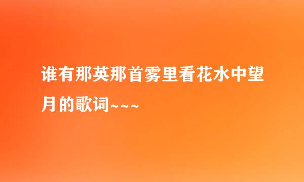 谁有那英那首雾里看花水中望月的歌词~~~