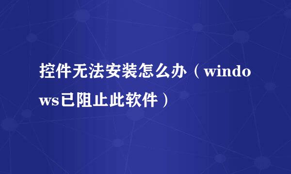 控件无法安装怎么办（windows已阻止此软件）