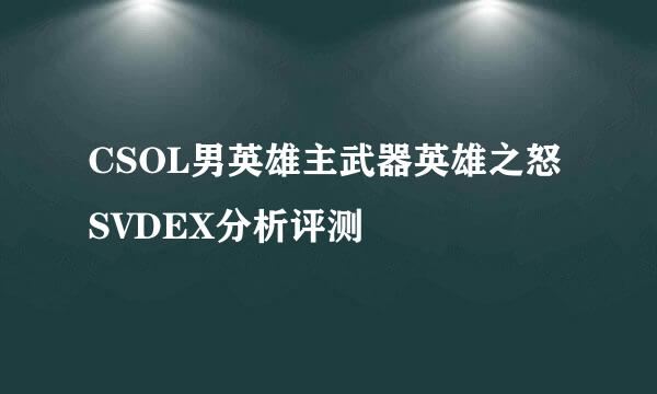 CSOL男英雄主武器英雄之怒SVDEX分析评测