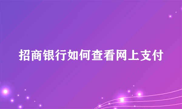 招商银行如何查看网上支付