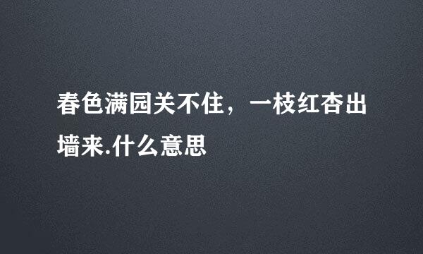 春色满园关不住，一枝红杏出墙来.什么意思