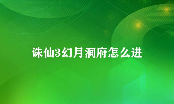 诛仙3幻月洞府怎么进