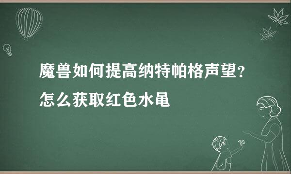 魔兽如何提高纳特帕格声望？怎么获取红色水黾