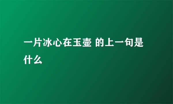 一片冰心在玉壶 的上一句是什么