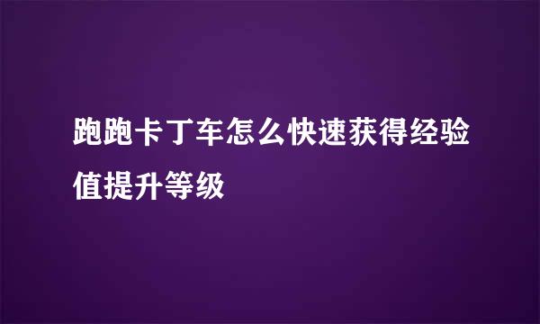 跑跑卡丁车怎么快速获得经验值提升等级