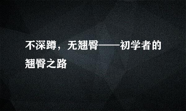 不深蹲，无翘臀——初学者的翘臀之路