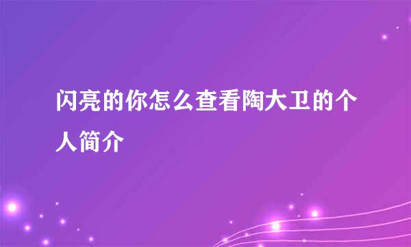 闪亮的你怎么查看陶大卫的个人简介