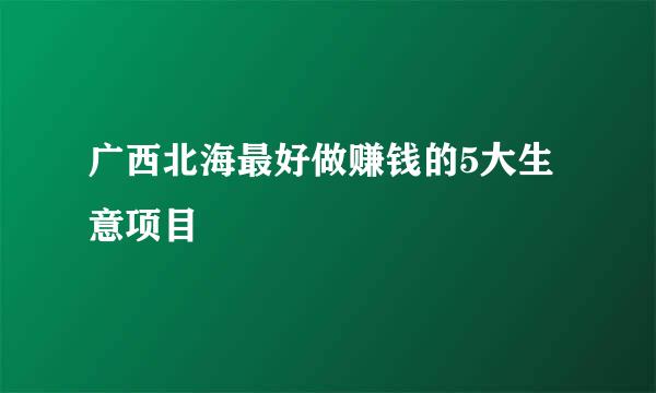 广西北海最好做赚钱的5大生意项目