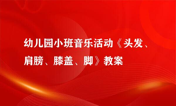 幼儿园小班音乐活动《头发、肩膀、膝盖、脚》教案