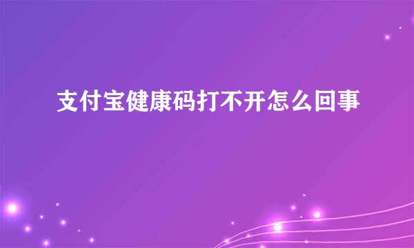 支付宝健康码打不开怎么回事