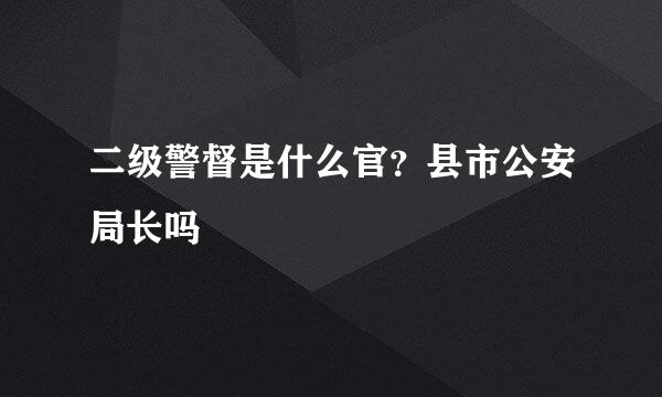 二级警督是什么官？县市公安局长吗