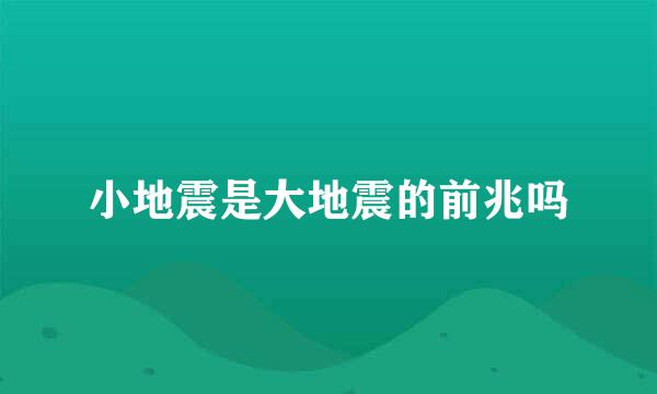 小地震是大地震的前兆吗