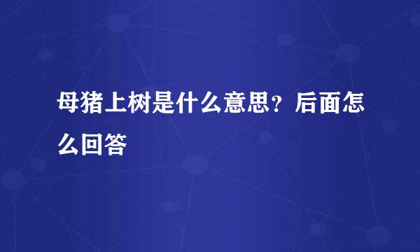 母猪上树是什么意思？后面怎么回答