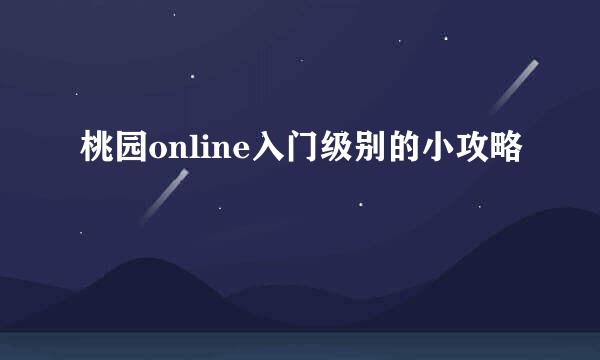 桃园online入门级别的小攻略