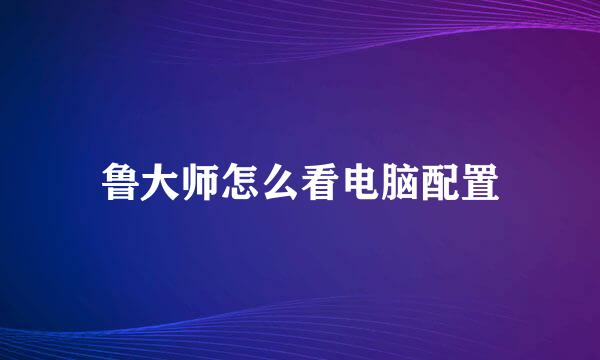 鲁大师怎么看电脑配置