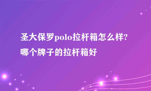 圣大保罗polo拉杆箱怎么样?哪个牌子的拉杆箱好