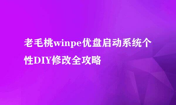 老毛桃winpe优盘启动系统个性DIY修改全攻略