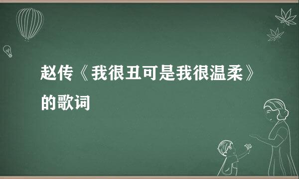 赵传《我很丑可是我很温柔》的歌词