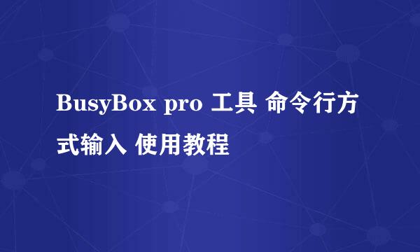 BusyBox pro 工具 命令行方式输入 使用教程