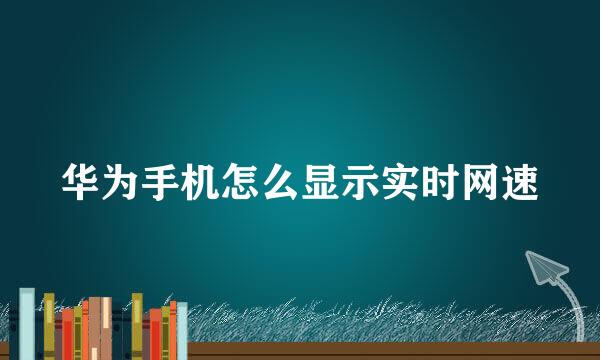 华为手机怎么显示实时网速