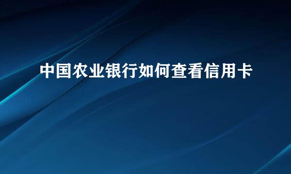 中国农业银行如何查看信用卡