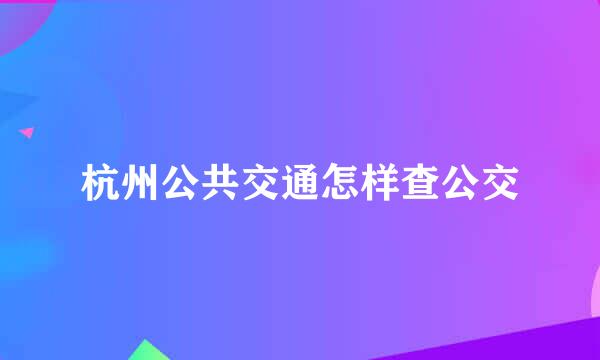 杭州公共交通怎样查公交