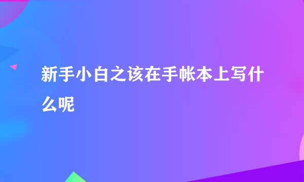 新手小白之该在手帐本上写什么呢