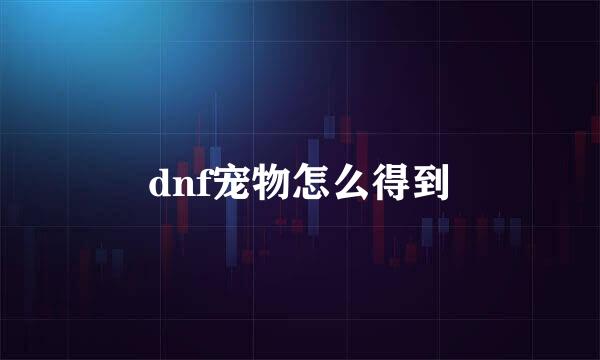 dnf宠物怎么得到