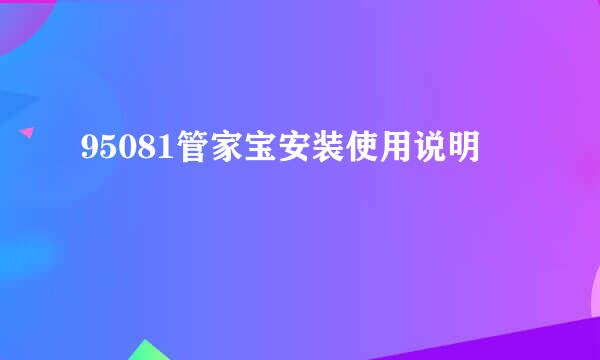 95081管家宝安装使用说明