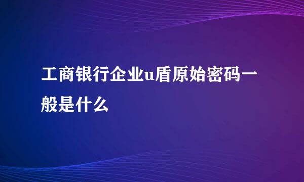 工商银行企业u盾原始密码一般是什么